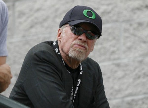 Knight watches at the U.S. Olympic athletics trials in Eugene
