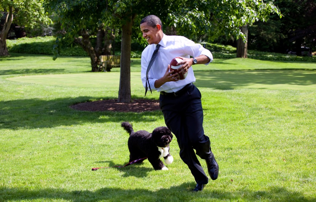 Image: President Barack Obama with Bo the dog